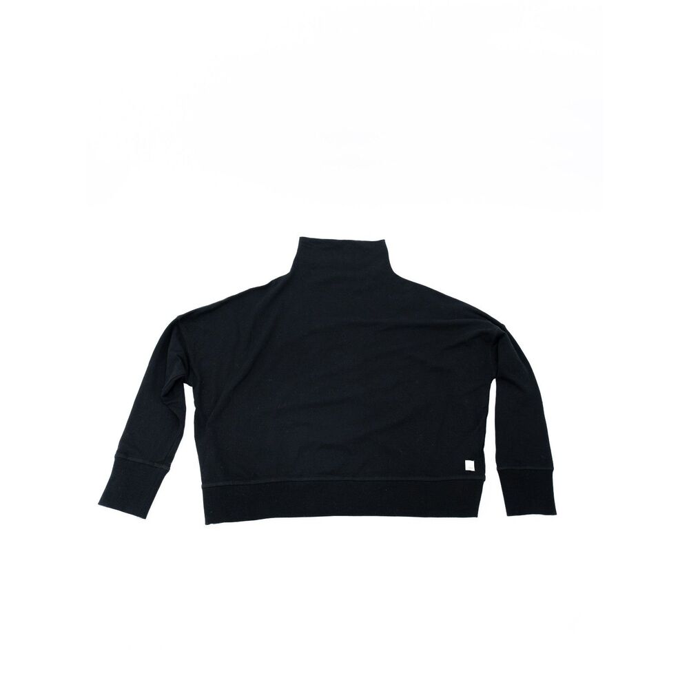 Vuori Womens M Mock Neck Sweatshirt Black Long Sleeve Fleece Top With Logo Tag